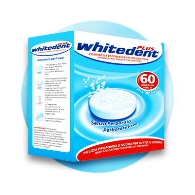 Compresse effervescenti per dentiere Whitedent Plus – 60 pz